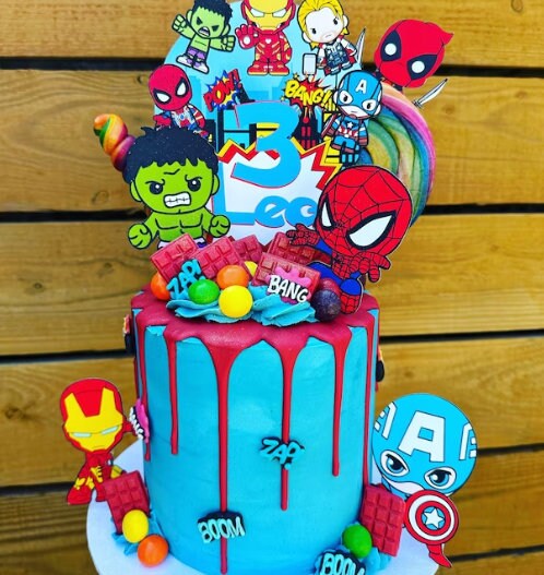 Avengers Birthday Cake Topper – Personalised Name & Age, Superhero Party Decoration