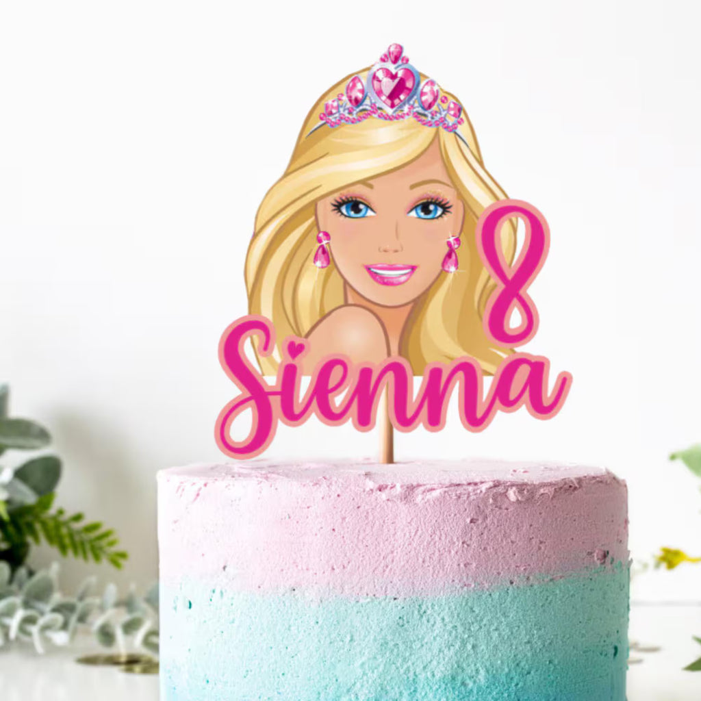 Barbie Birthday Girl Cake Topper | Personalised Barbie Cake Topper | Pink Barbie Party Decoration