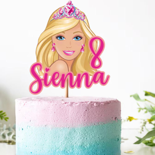 Barbie Birthday Girl Cake Topper | Personalised Barbie Cake Topper | Pink Barbie Party Decoration