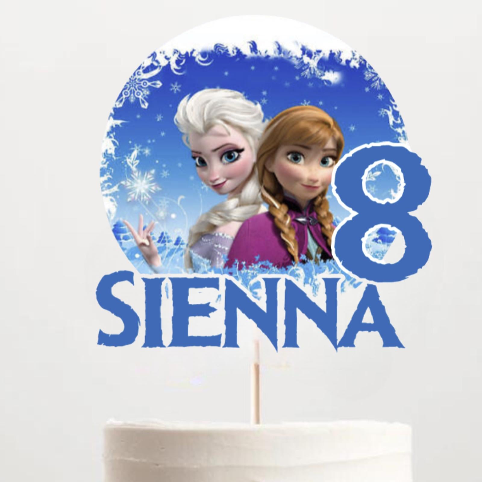 Frozen‑Inspired Birthday Cake Topper – Personalised Name & Age, Girls Snowflake Party Decoration