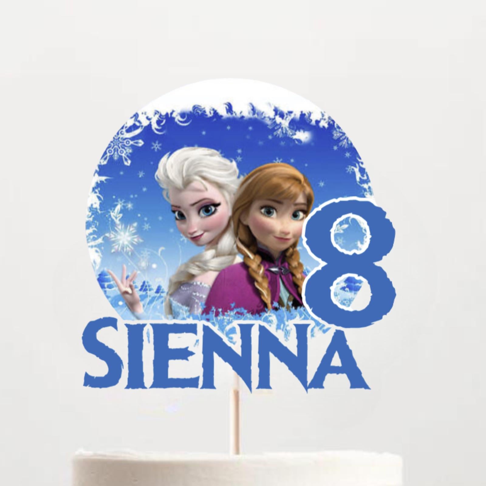 Frozen‑Inspired Birthday Cake Topper – Personalised Name & Age, Girls Snowflake Party Decoration