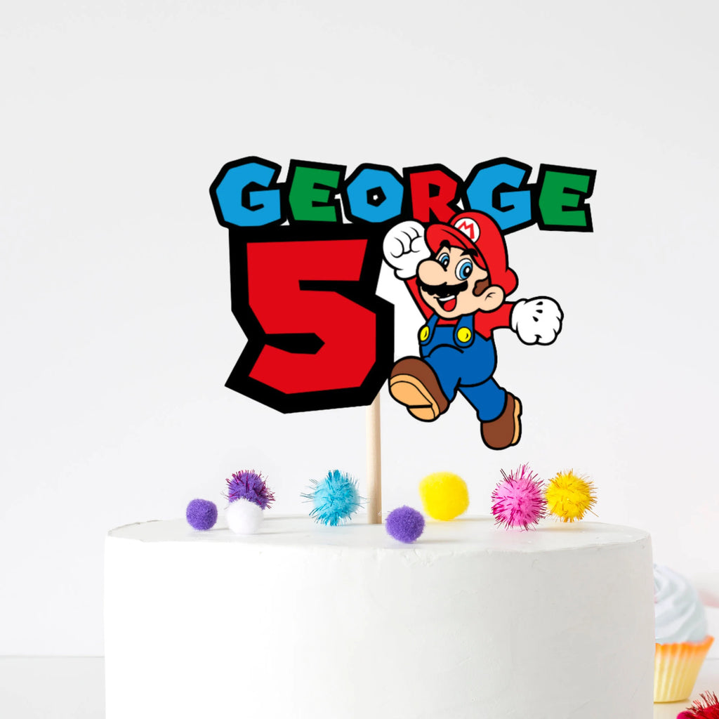 Mario Personalised Cake Topper | Super Mario Birthday Cake Topper | Mario Party Decorations