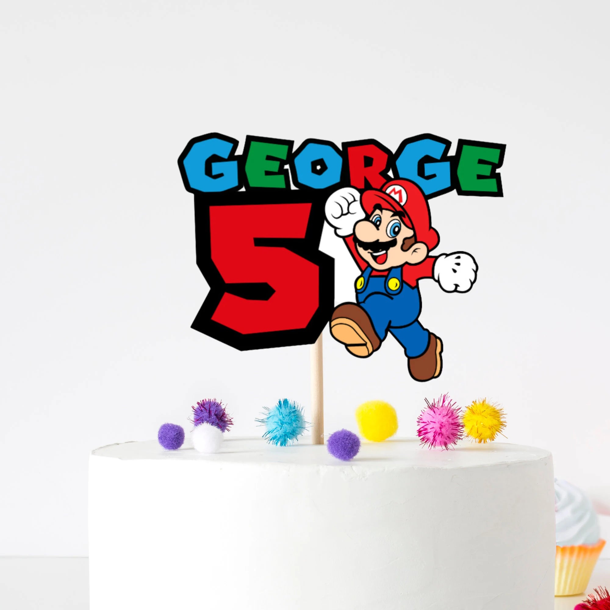 Mario Personalised Cake Topper | Super Mario Birthday Cake Topper | Mario Party Decorations