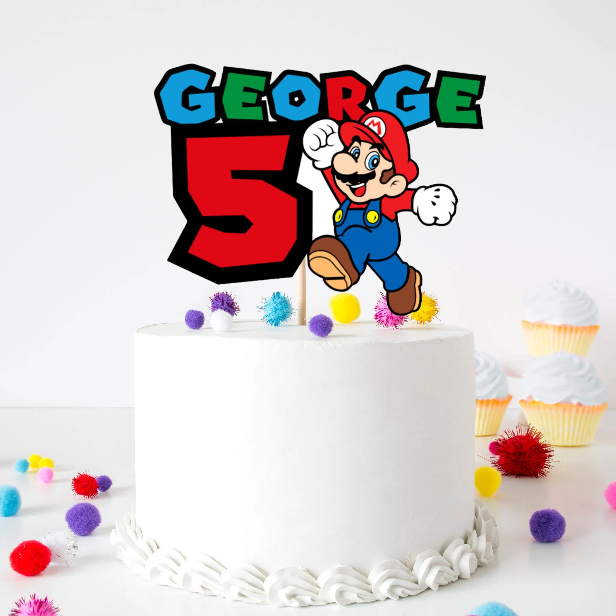 Mario Personalised Cake Topper | Super Mario Birthday Cake Topper | Mario Party Decorations