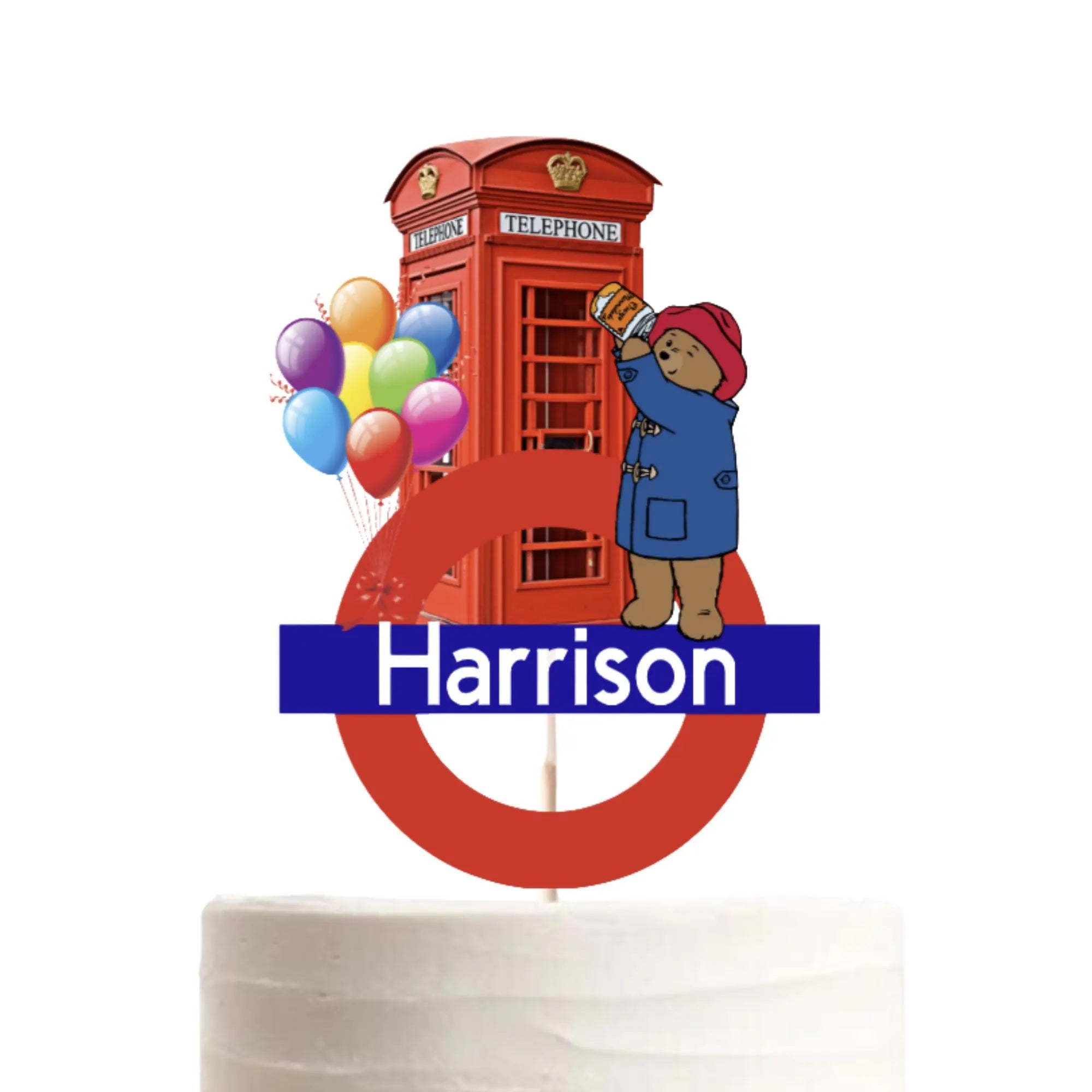 Paddington Bear Personalised Birthday Cake Topper – Custom Name & Age Decoration