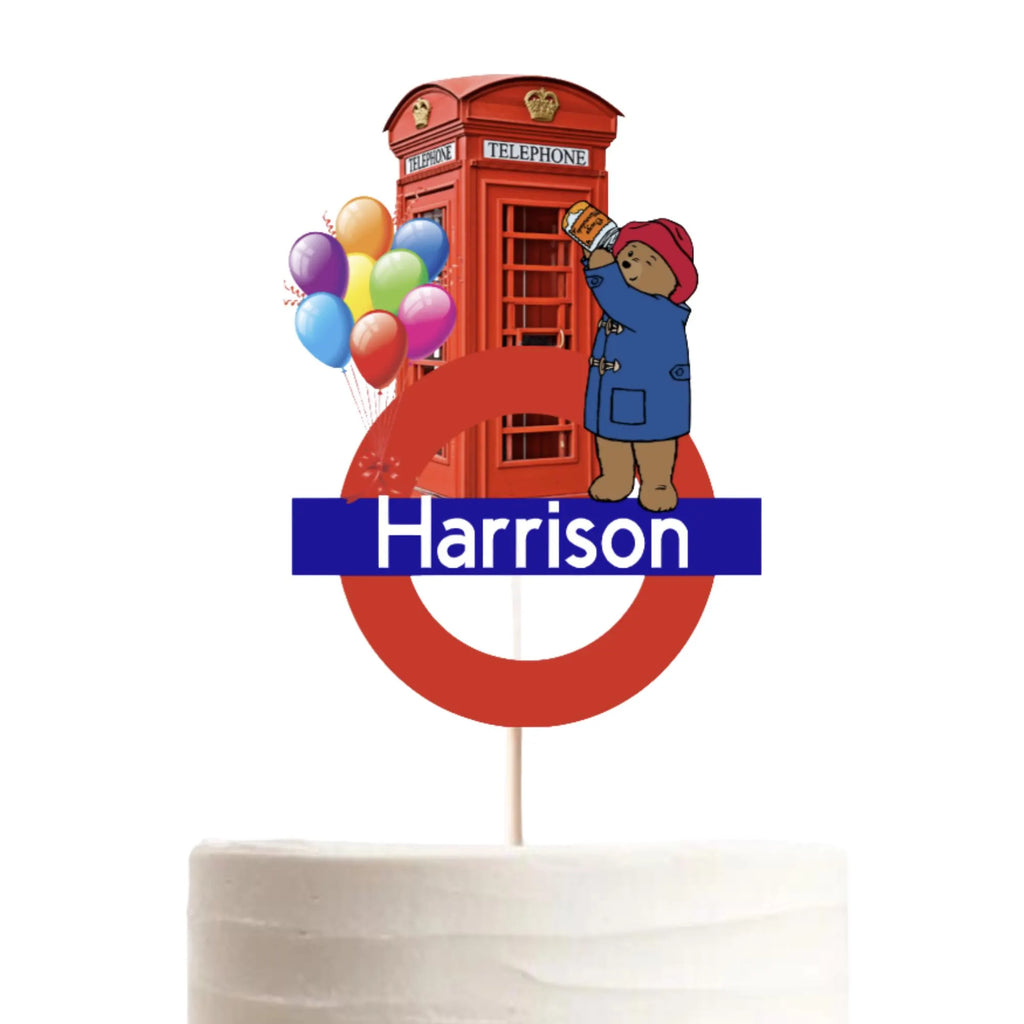 Paddington Bear Personalised Birthday Cake Topper – Custom Name & Age Decoration