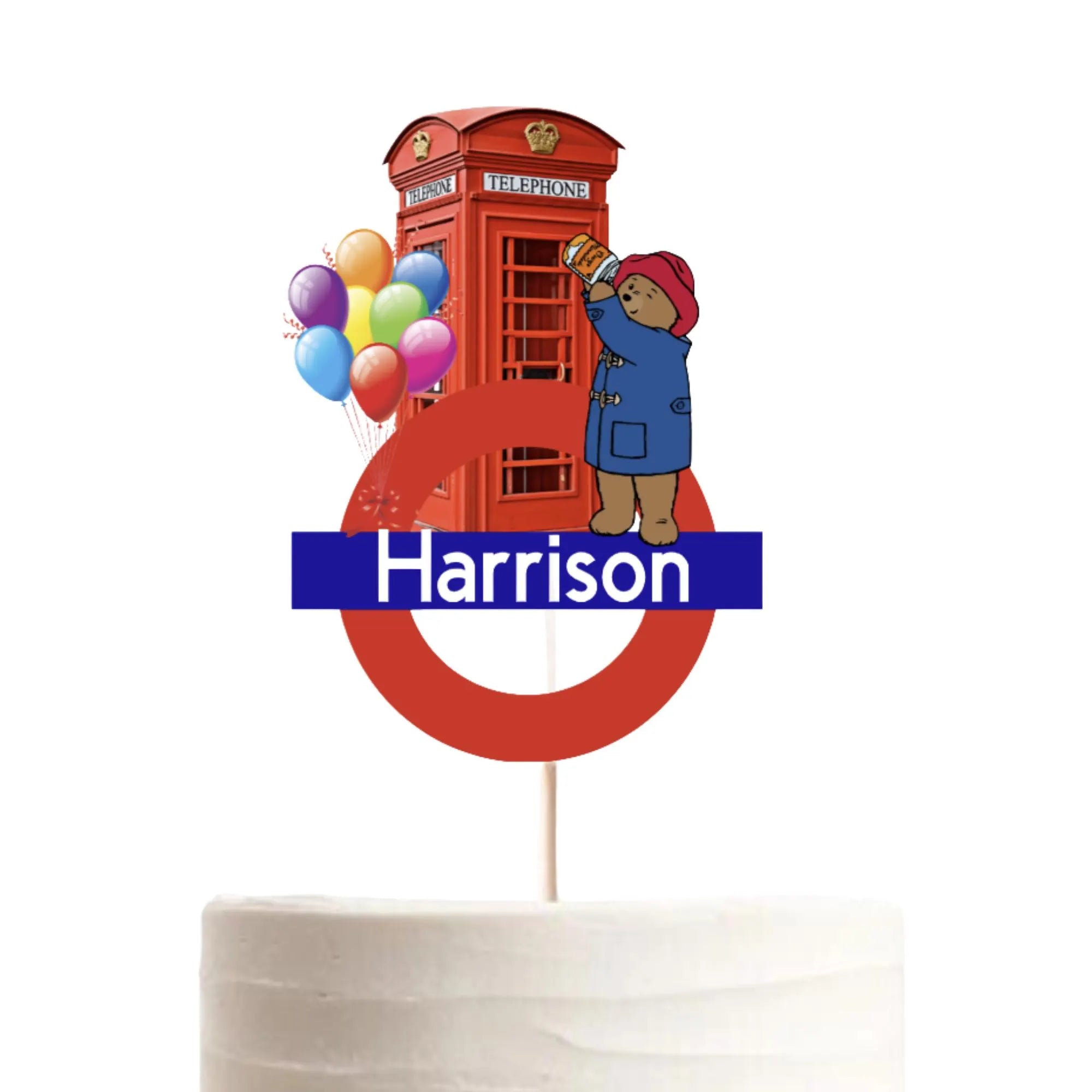 Paddington Bear Personalised Birthday Cake Topper – Custom Name & Age Decoration