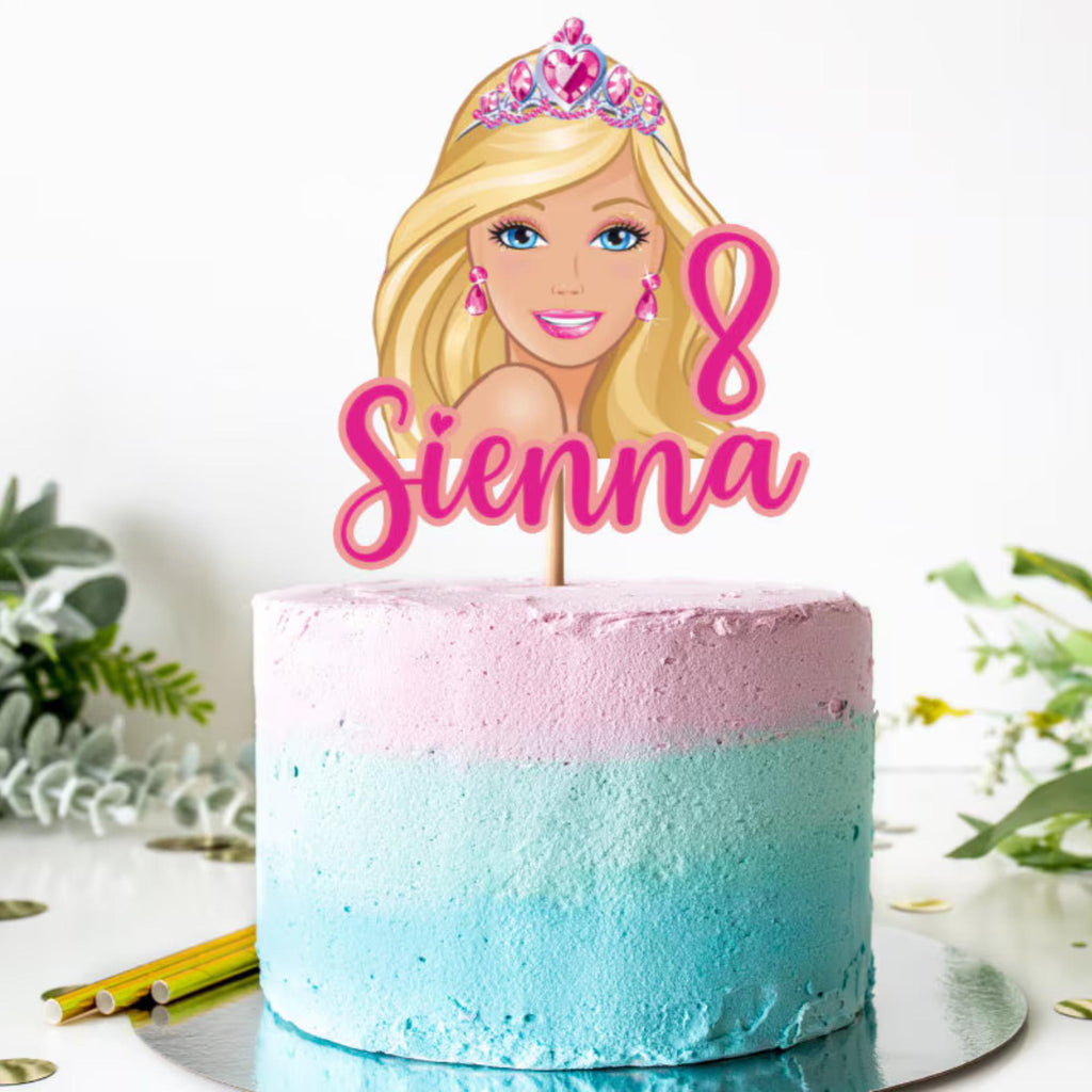Barbie Birthday Girl Cake Topper | Personalised Barbie Cake Topper | Pink Barbie Party Decoration