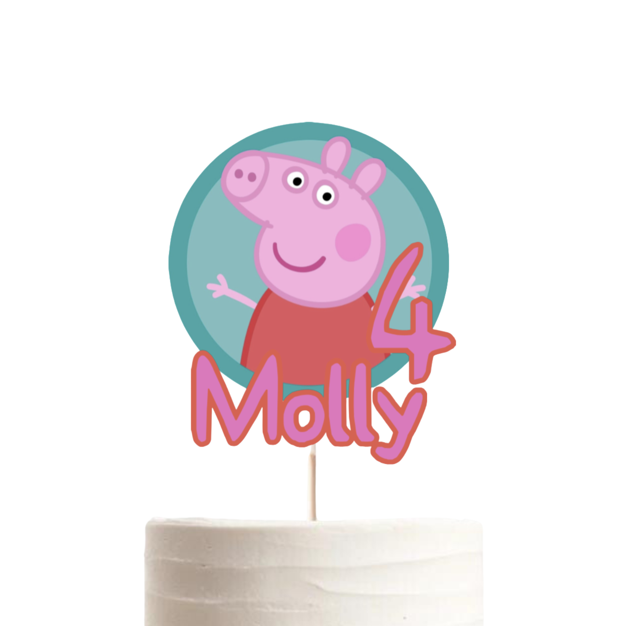 Peppa Pig Birthday Cake Topper – Personalised Name & Age, Girls Party Decoration