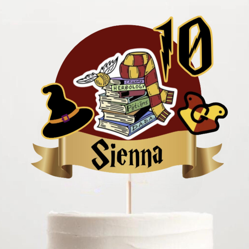 Harry Potter Birthday Cake Topper – Personalised Name & Age, Wizard Party Decoration